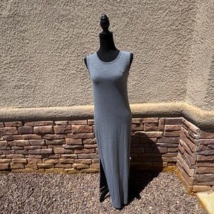 H&M Basic Gray Sleeveless Maxi Dress Size Small Bodycon Stretch Casual Long